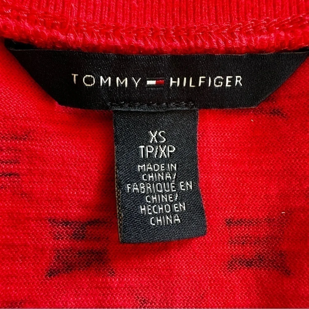 Tommy Hilfiger Red Summer T-ShirtDress, Short Sleeve, V Neck, Tie Waist, XS